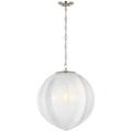 Rae 17" Pendant | Polished Nickel | White Strie Glass