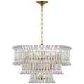 Rhine 34" Three Tier Chandelier | Hand-Rubbed Antique Brass | Crystal
