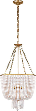 Jacqueline Chandelier | Hand-Rubbed Antique Brass | White Acrylic