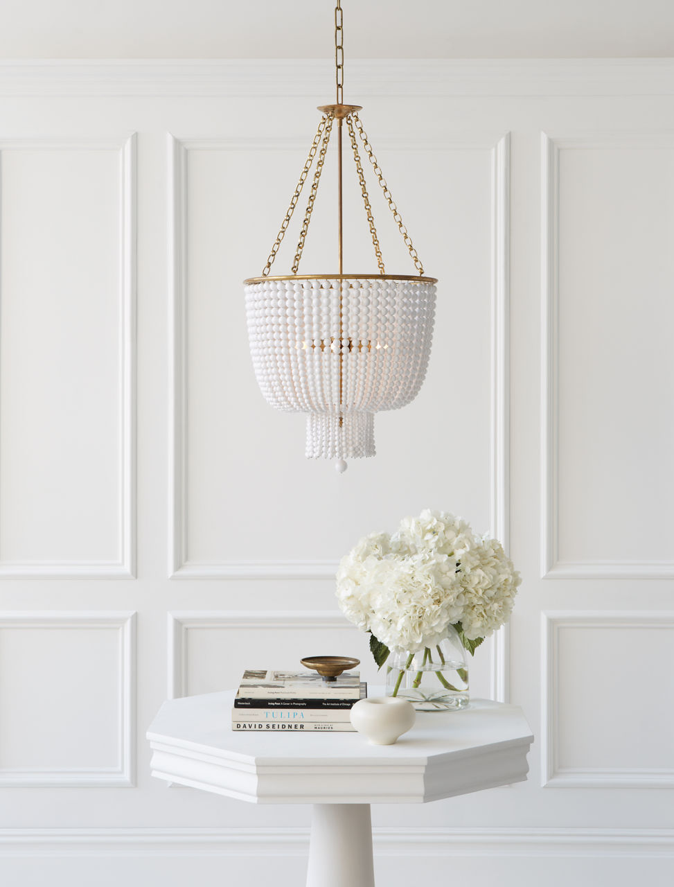 Jacqueline Chandelier | Hand-Rubbed Antique Brass | White Acrylic