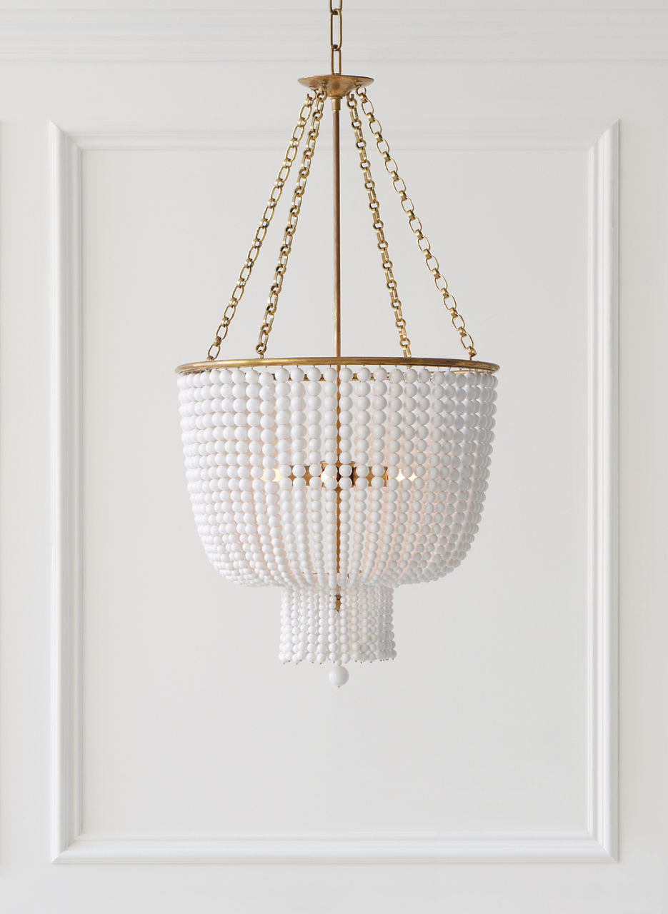 Jacqueline Chandelier | Hand-Rubbed Antique Brass | White Acrylic