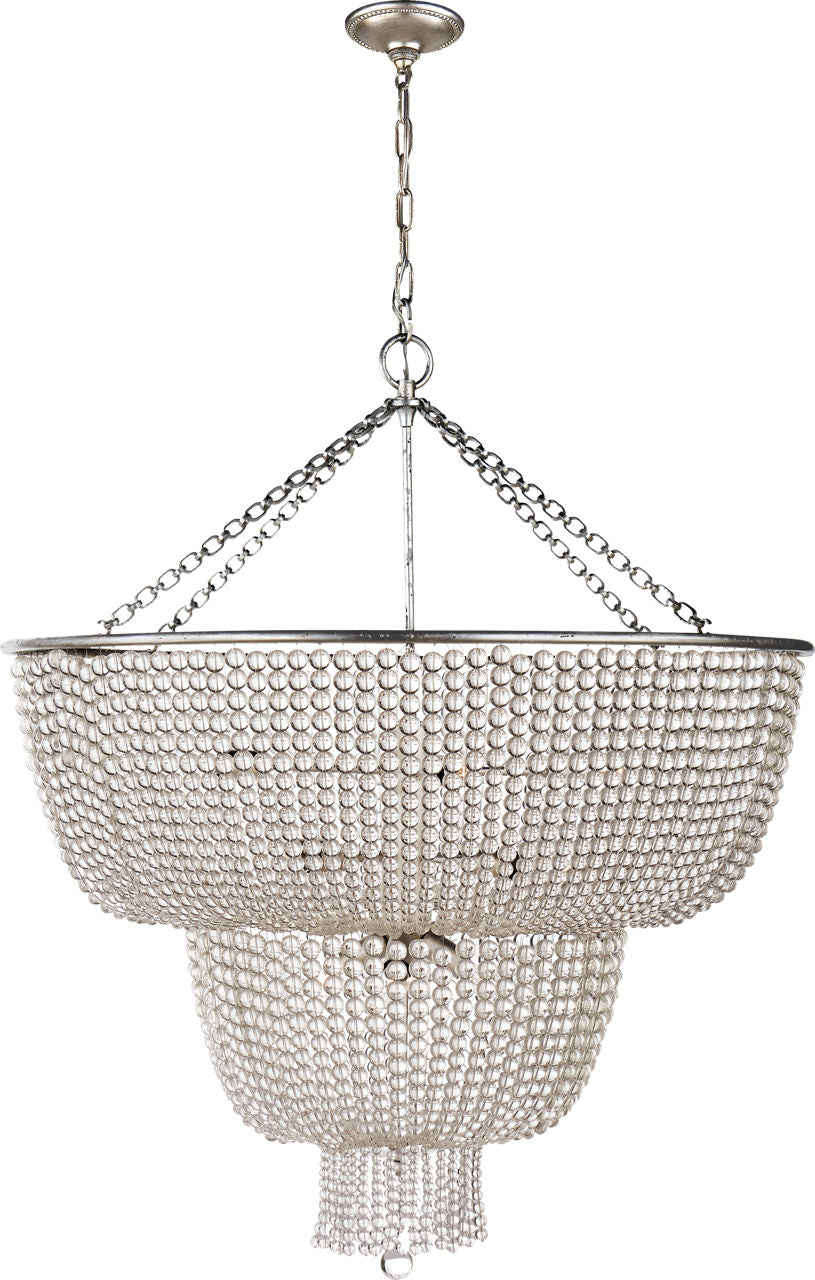 Jacqueline Two-Tier Chandelier | Burnished Silver Leaf | Clear Glass
