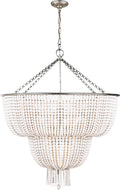 Jacqueline Two-Tier Chandelier | Burnished Silver Leaf | White Acrylic