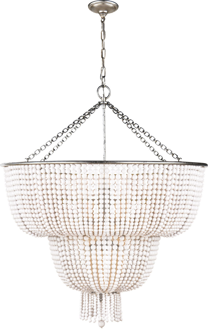 Jacqueline Two-Tier Chandelier | Burnished Silver Leaf | White Acrylic