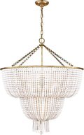 Jacqueline Two-Tier Chandelier | Hand-Rubbed Antique Brass | White Acrylic