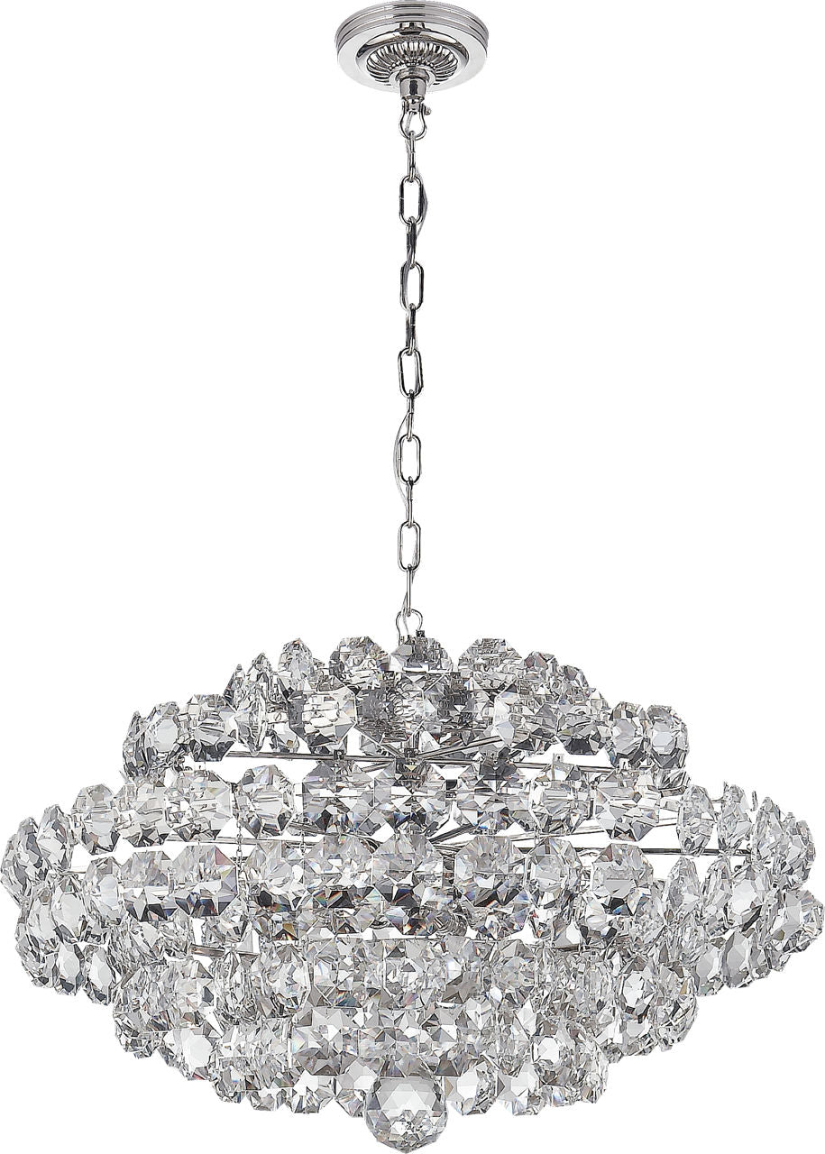 Sanger Small Chandelier | Polished Nickel | Crystal