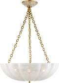 Rosehill Large Chandelier | Hand-Rubbed Antique Brass | Strie Glass