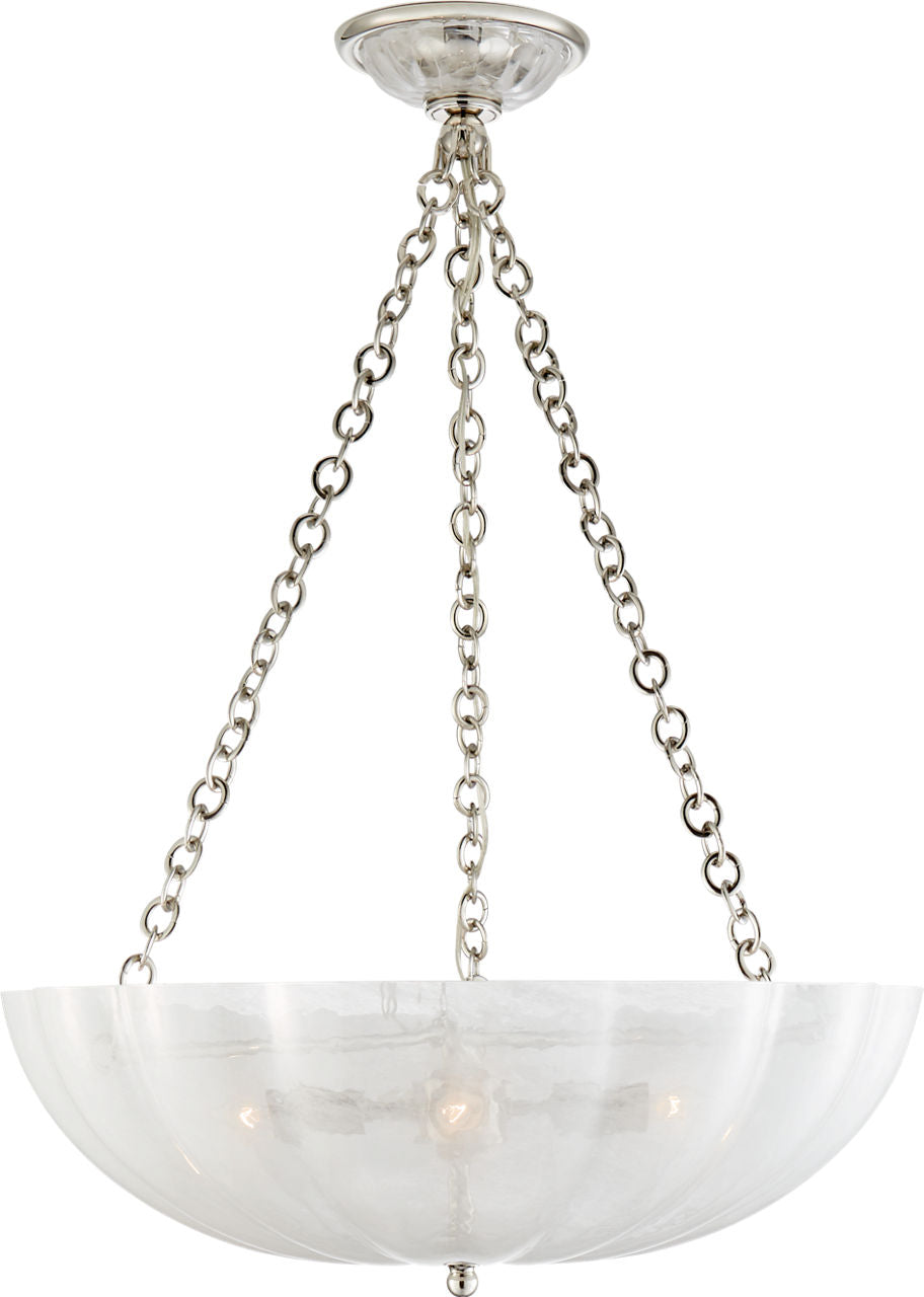 Rosehill Large Chandelier | Polished Nickel | Strie Glass