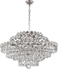 Sanger Large Chandelier | Polished Nickel | Crystal