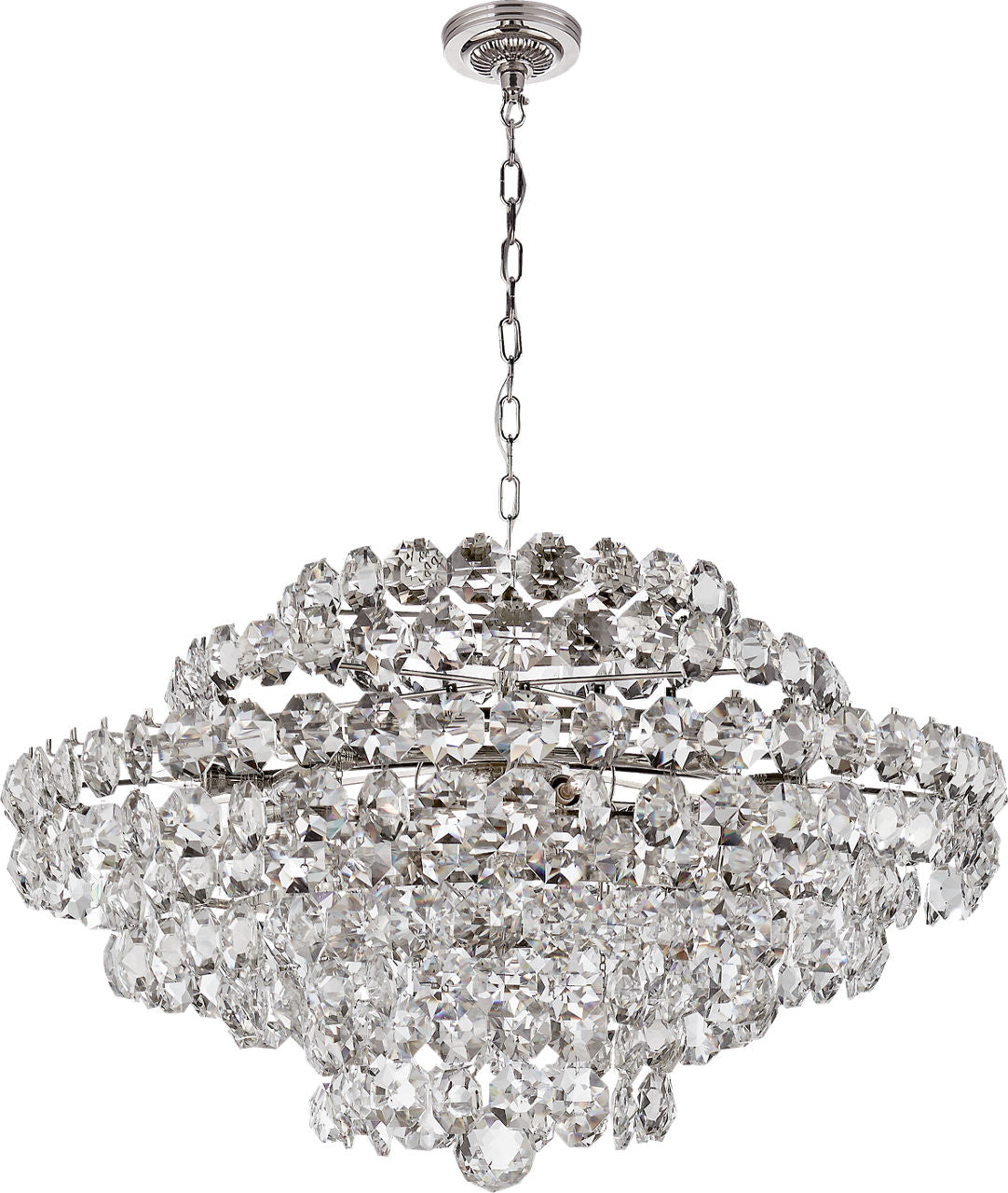 Sanger Large Chandelier | Polished Nickel | Crystal