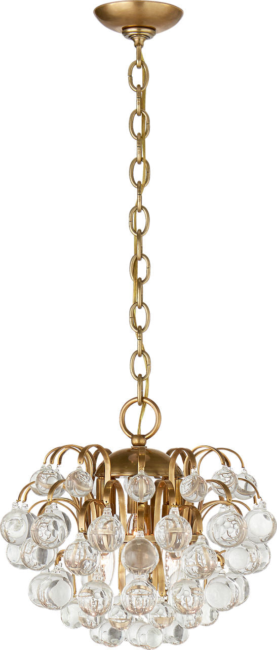 Bellvale Small Chandelier | Hand-Rubbed Antique Brass | Crystal