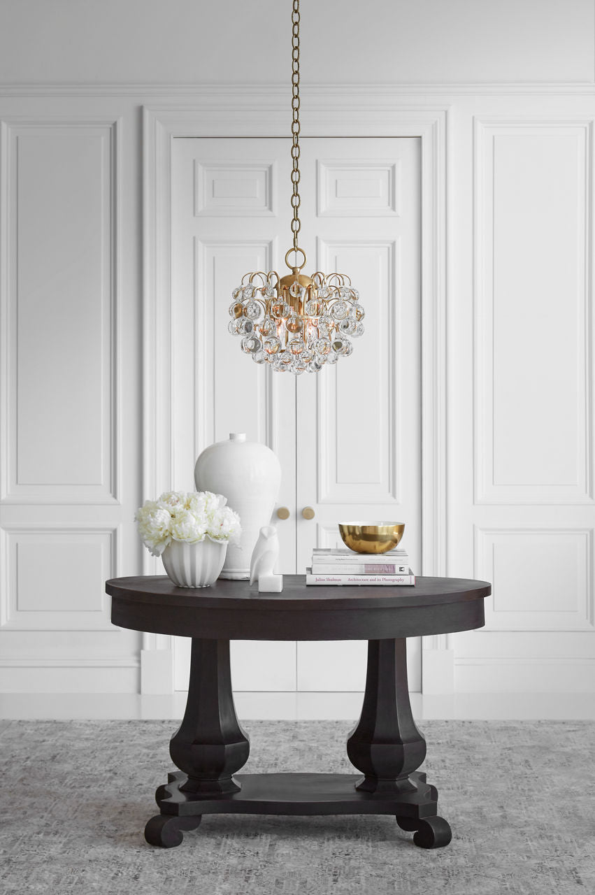 Bellvale Small Chandelier | Hand-Rubbed Antique Brass | Crystal