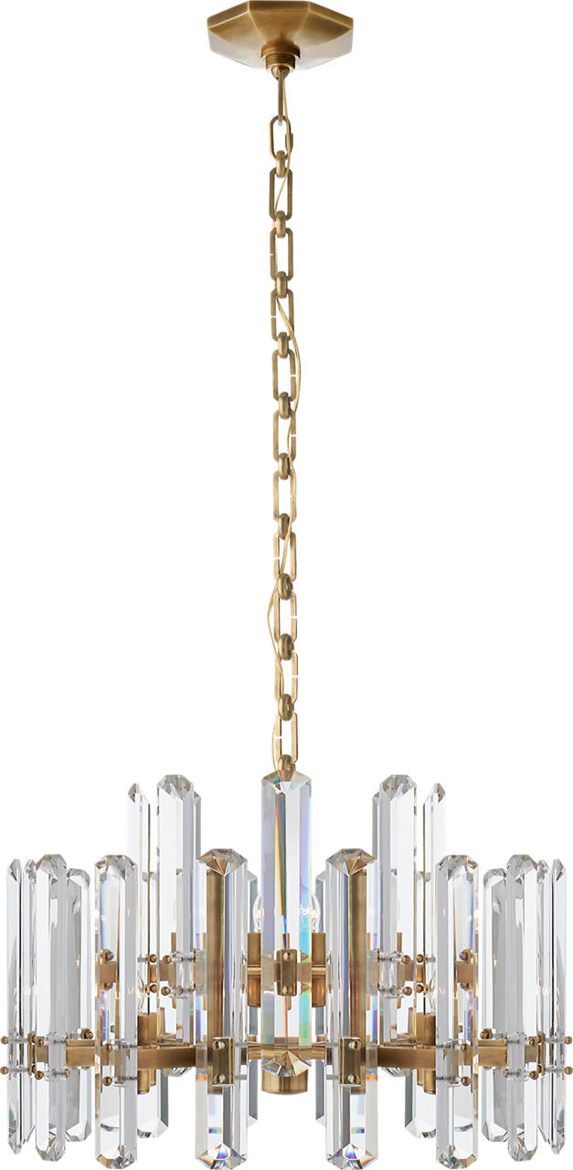Bonnington Chandelier | Hand-Rubbed Antique Brass | Crystal