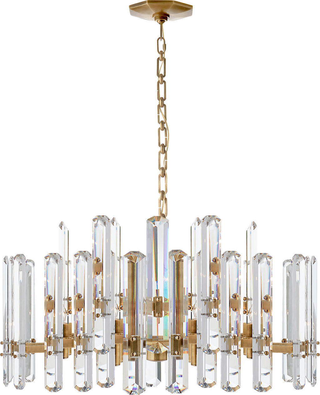 Bonnington Large Chandelier | Hand-Rubbed Antique Brass | Crystal