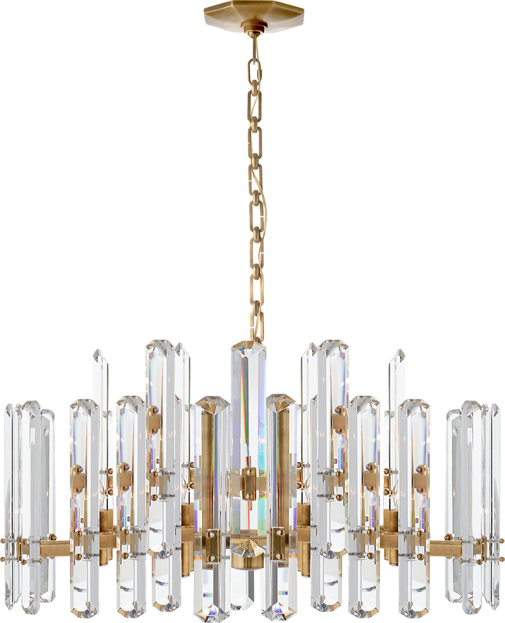 Bonnington Large Chandelier | Hand-Rubbed Antique Brass | Crystal