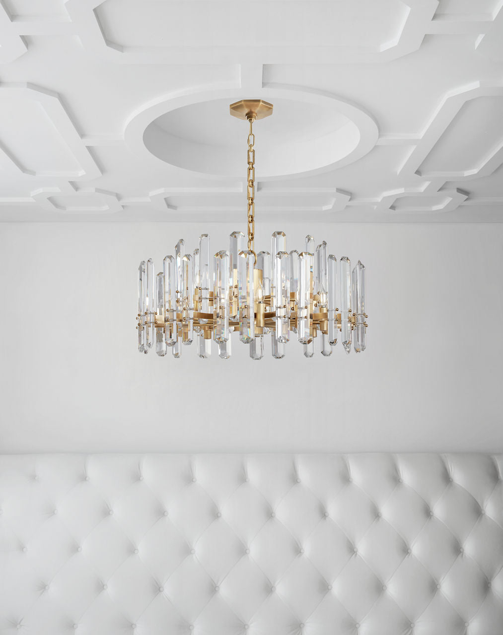 Bonnington Large Chandelier | Hand-Rubbed Antique Brass | Crystal