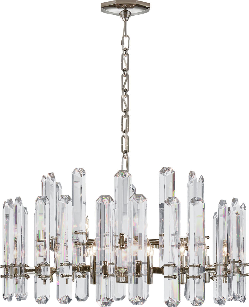 Bonnington Large Chandelier | Polished Nickel | Crystal
