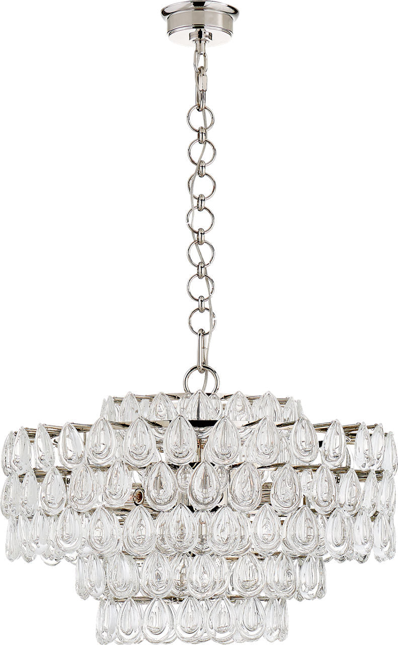 Liscia Medium Chandelier | Polished Nickel | Crystal