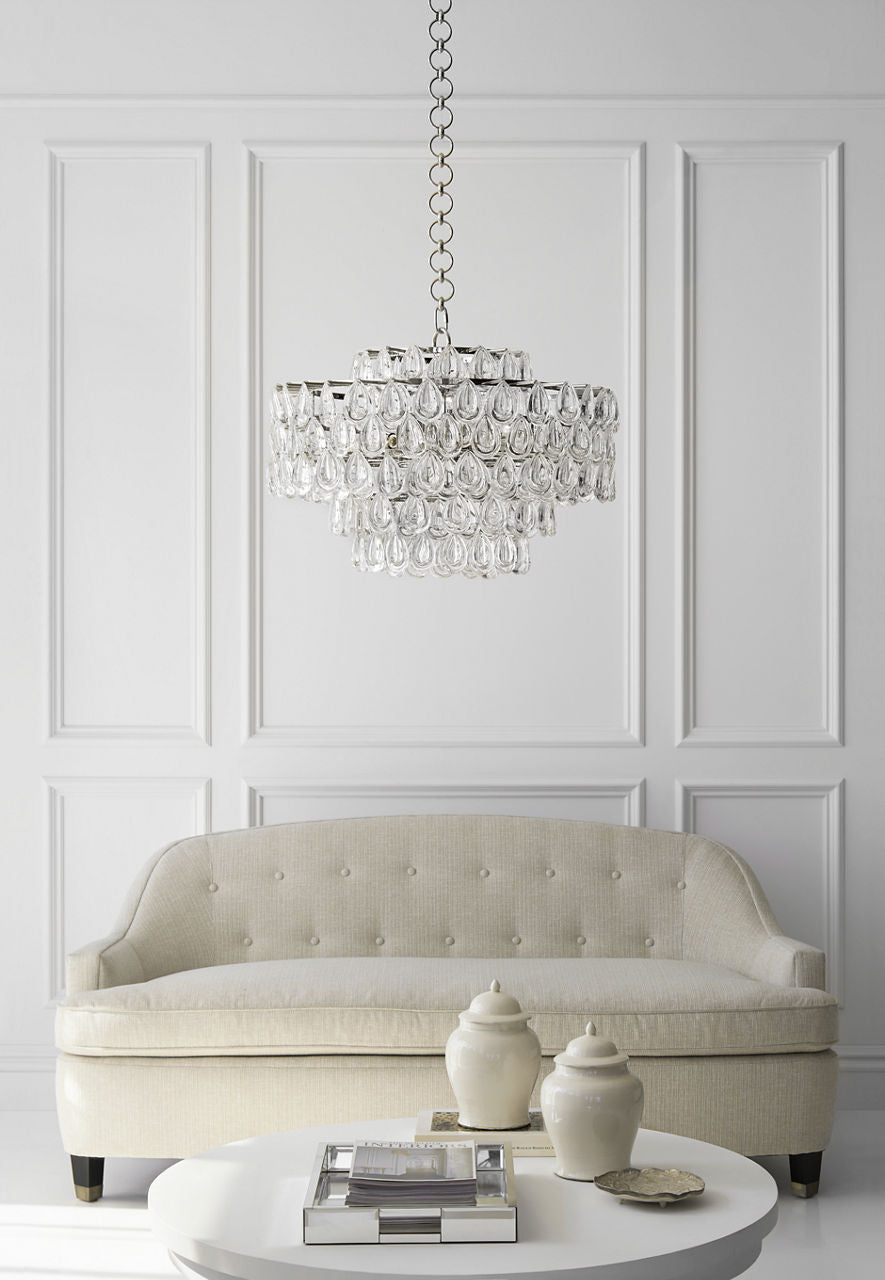 Liscia Medium Chandelier | Polished Nickel | Crystal
