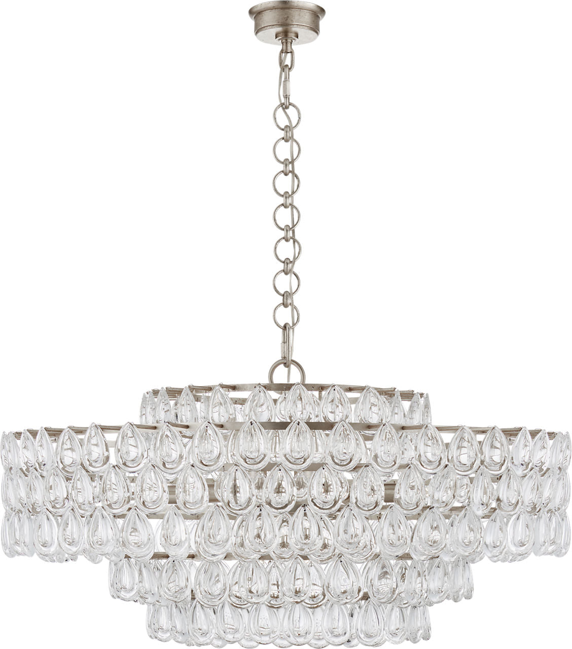 Liscia Large Chandelier | Burnished Silver Leaf | Crystal