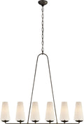 Fontaine Linear Chandelier | Aged Iron | Linen Shades