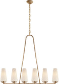 Fontaine Linear Chandelier | Gilded Plaster | Linen Shades