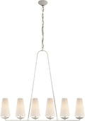 Fontaine Linear Chandelier | Plaster | Linen Shades