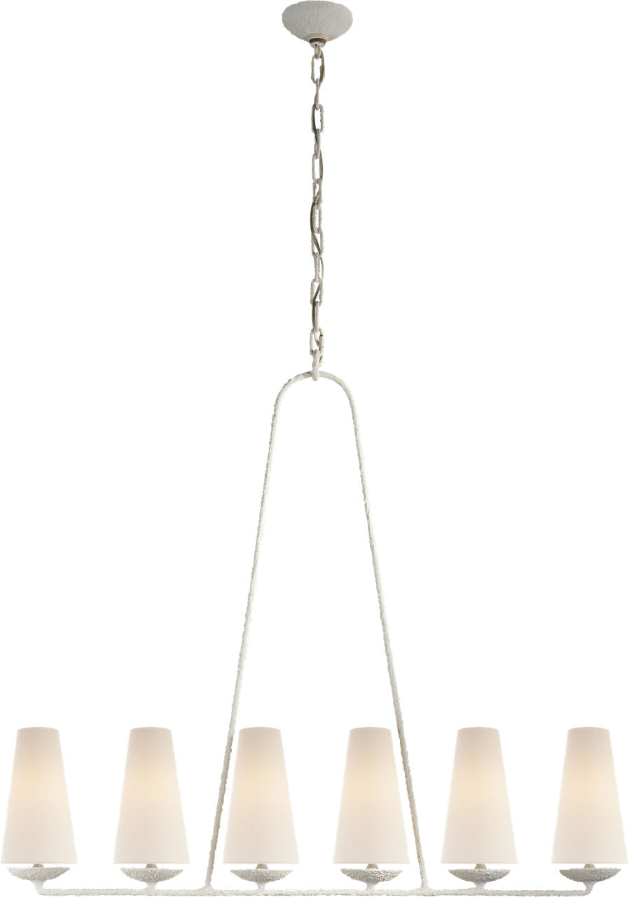 Fontaine Linear Chandelier | Plaster | Linen Shades