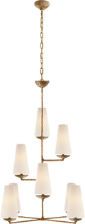 Fontaine Vertical Chandelier | Gilded Plaster | Linen Shades