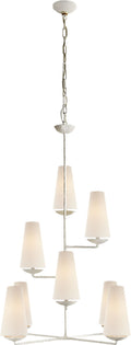 Fontaine Vertical Chandelier | Plaster | Linen Shades
