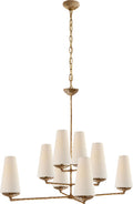 Fontaine Large Offset Chandelier | Gilded Plaster | Linen Shades