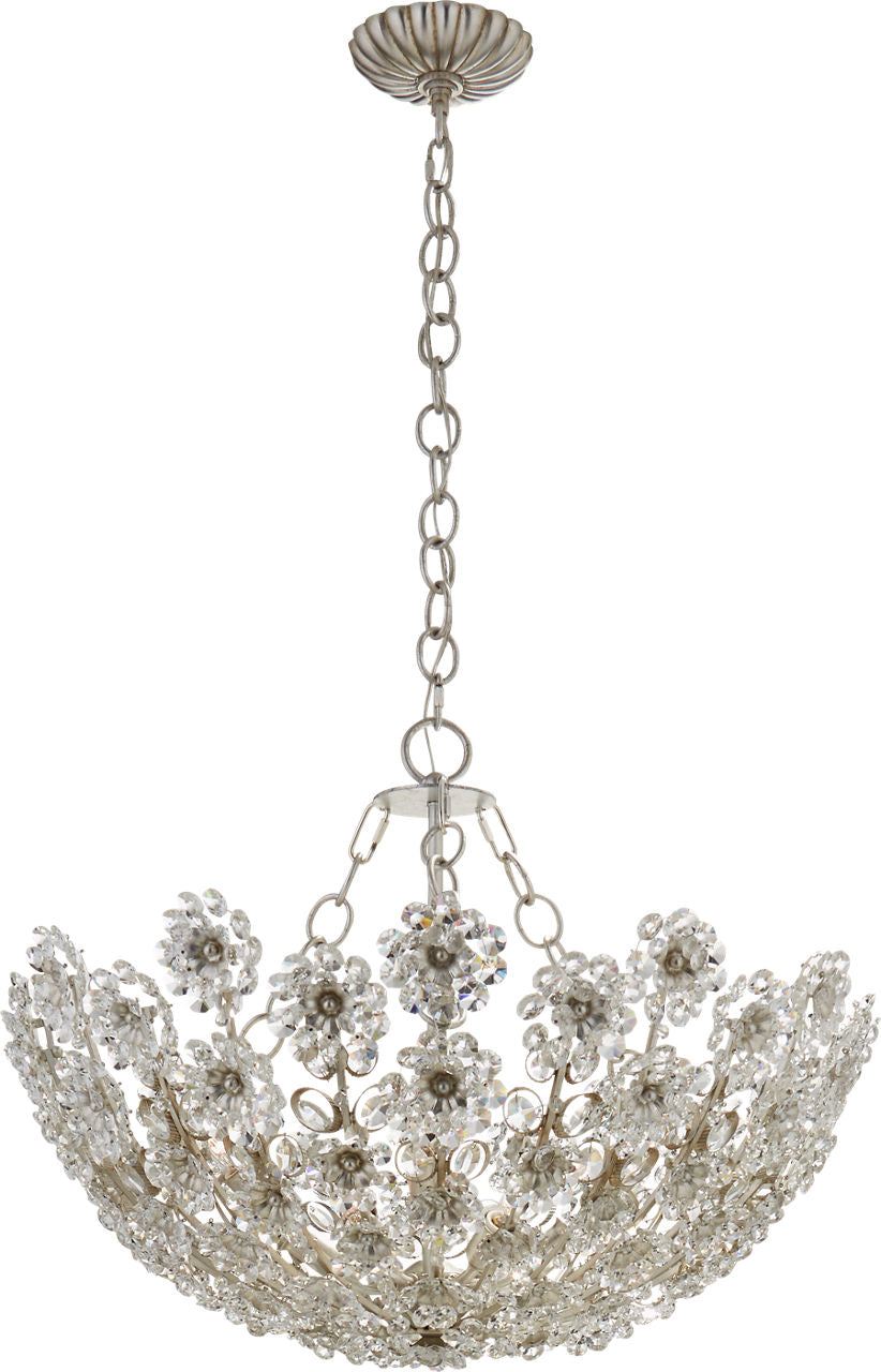 Claret Short Chandelier | Burnished Silver Leaf | Crystal