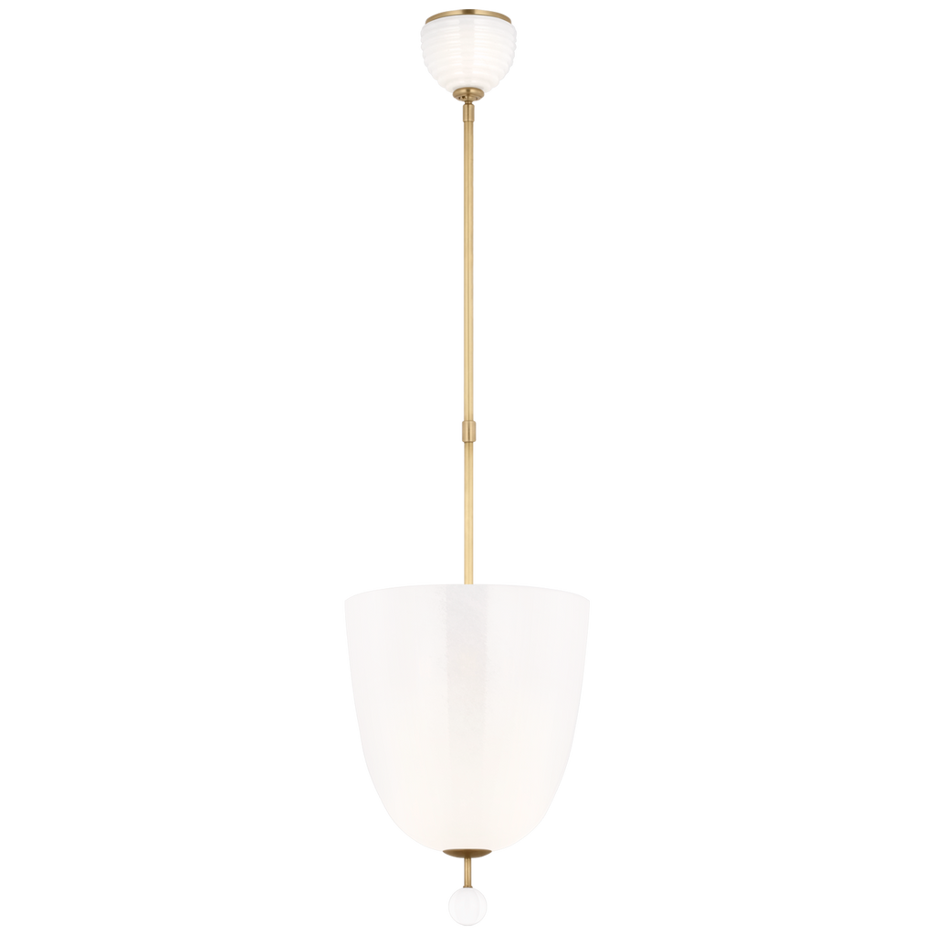 Brisa 13" Uplight Pendant | Hand-Rubbed Antique Brass | White Strie Glass