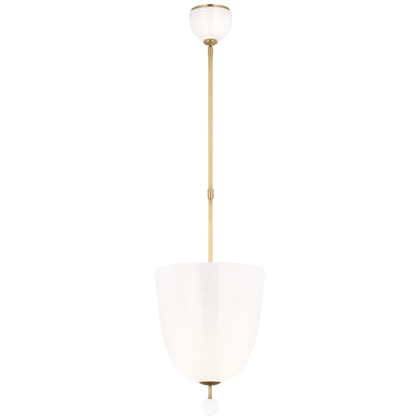 Brisa 13" Uplight Pendant | Hand-Rubbed Antique Brass | White Strie Glass