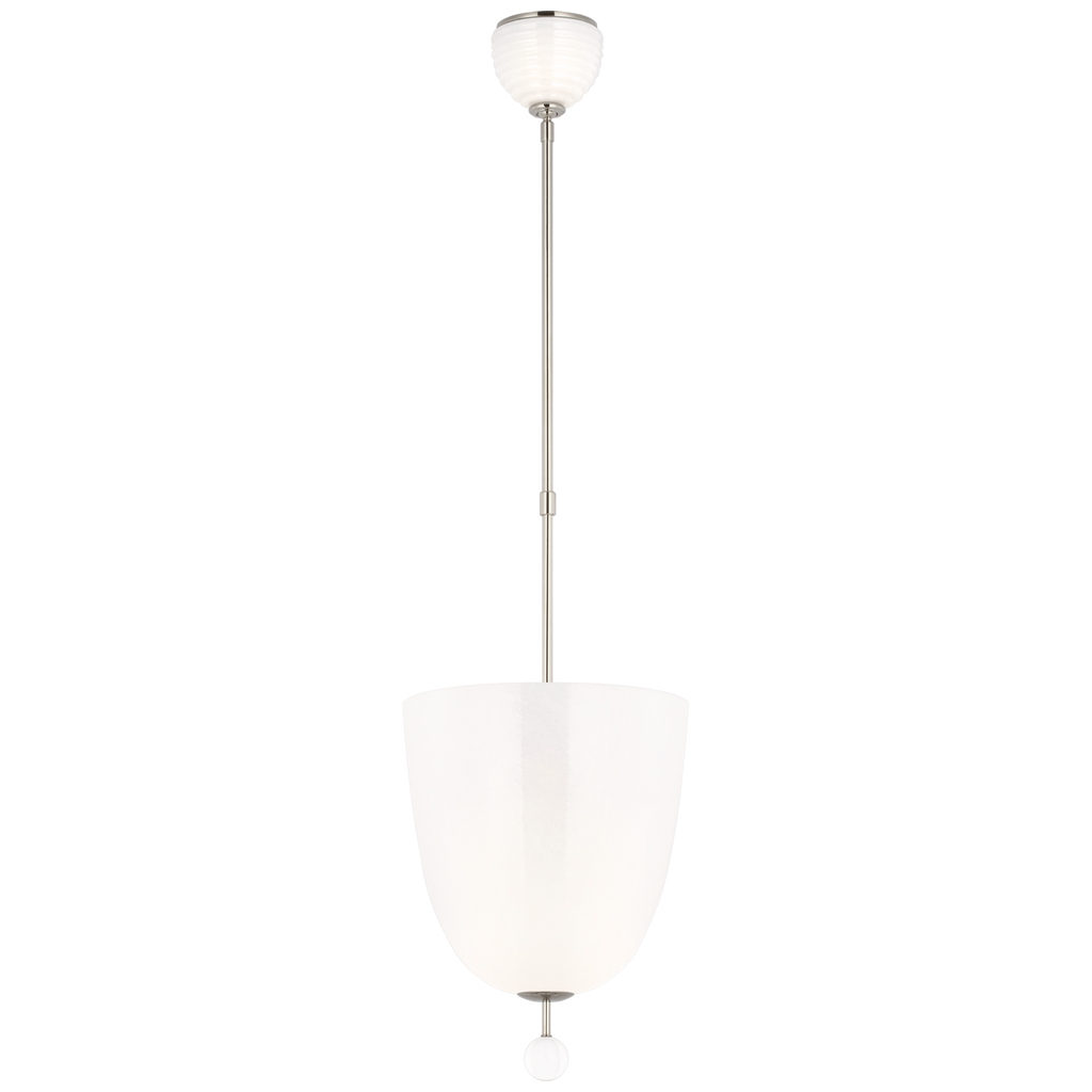 Brisa 13" Uplight Pendant | Polished Nickel | White Strie Glass