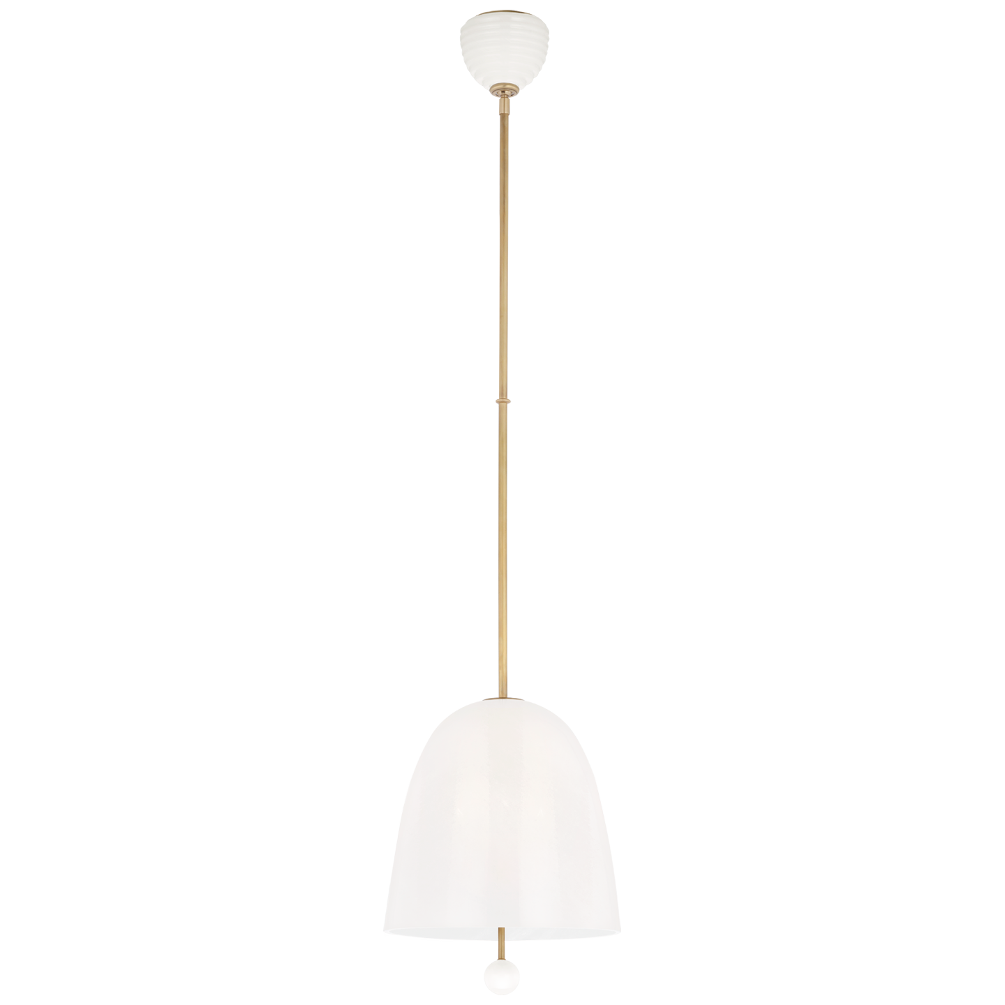 Brisa 13" Pendant | Hand-Rubbed Antique Brass | White Strie Glass