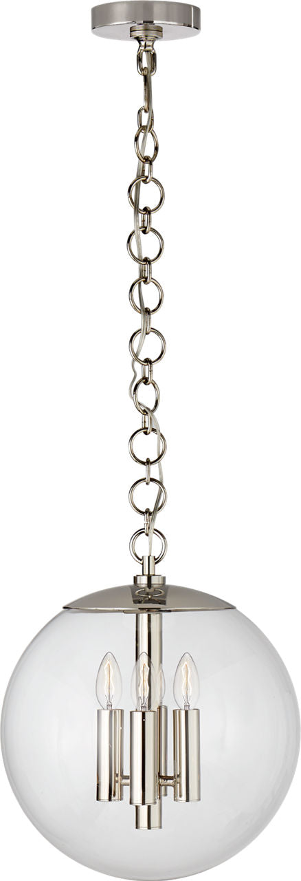 Turenne Medium Globe Pendant | Polished Nickel | Clear Glass