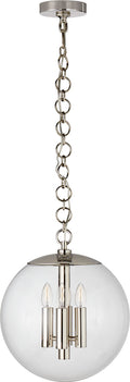 Turenne Medium Globe Pendant | Polished Nickel | Clear Glass