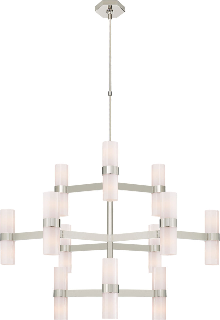 Margita Medium Chandelier | Polished Nickel | White Glass