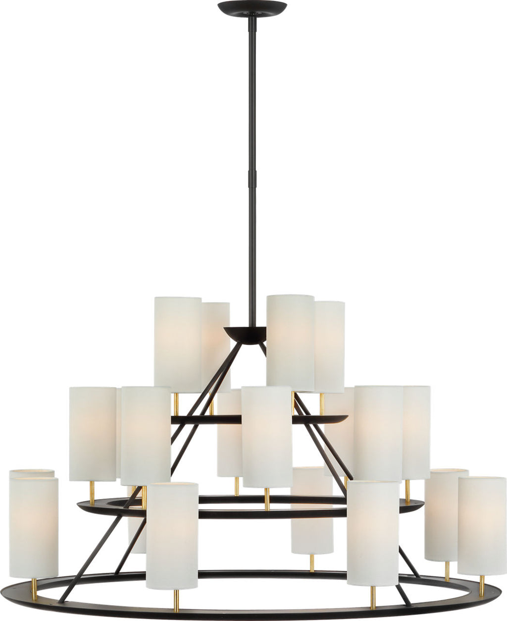 Trevi XL 3-Tier Chandelier | Matte Black and Gild | Linen Shades