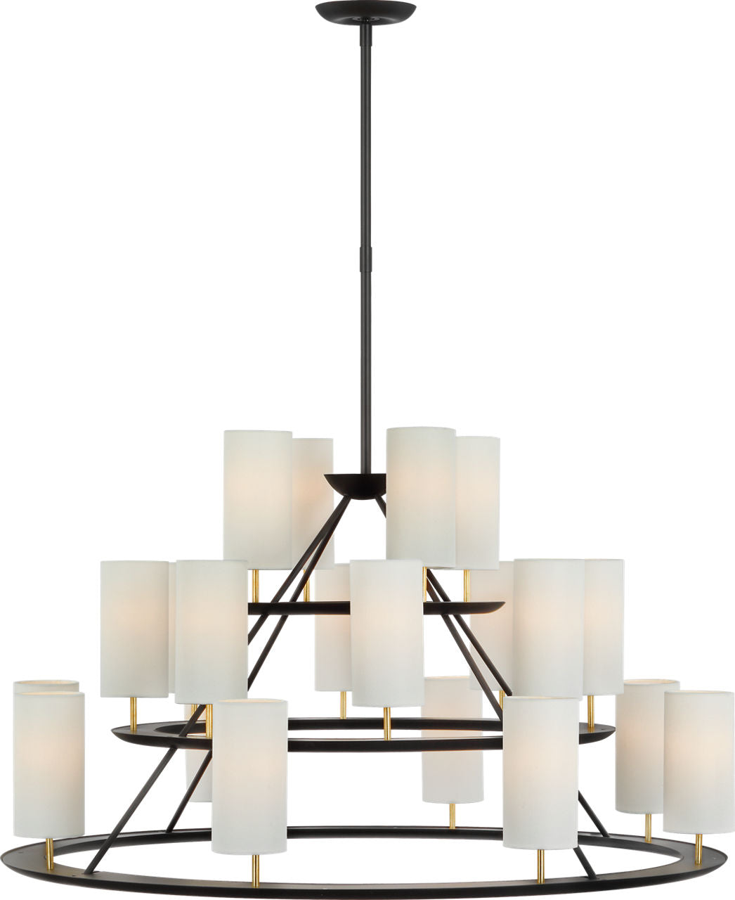 Trevi XL 3-Tier Chandelier | Matte Black and Gild | Linen Shades