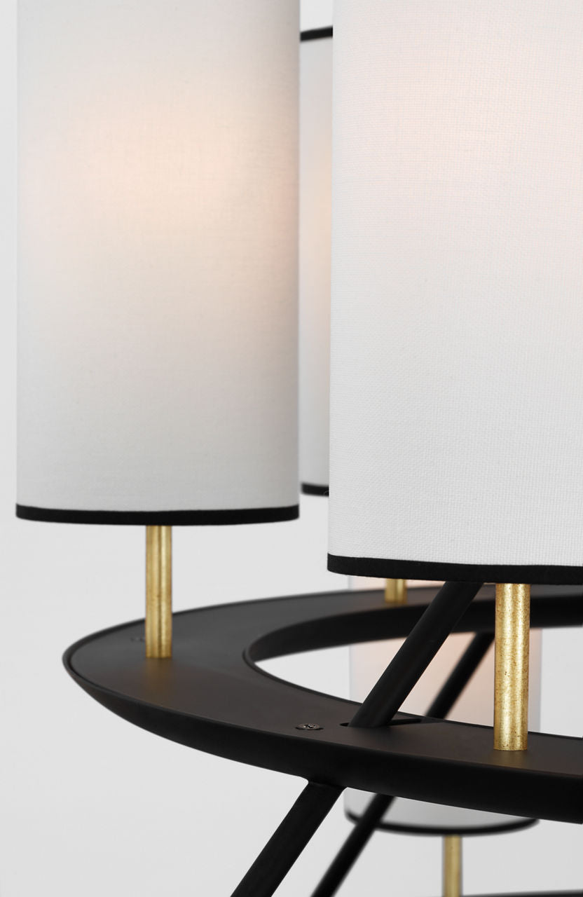Trevi XL 3-Tier Chandelier | Matte Black and Gild | Linen Shades | Black Tape
