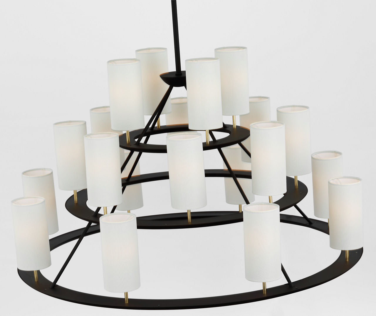Trevi XL 3-Tier Chandelier | Matte Black and Gild | Linen Shades