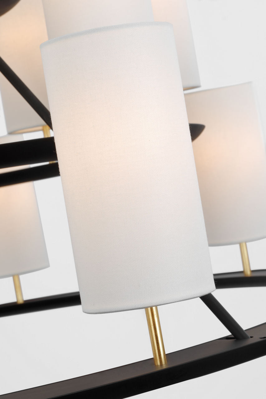 Trevi XL 3-Tier Chandelier | Matte Black and Gild | Linen Shades