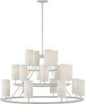 Trevi XL 3-Tier Chandelier | Matte White and Gild | Linen Shades