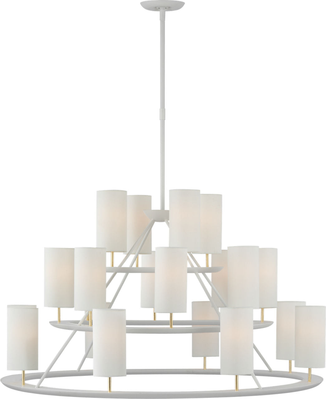 Trevi XL 3-Tier Chandelier | Matte White and Gild | Linen Shades