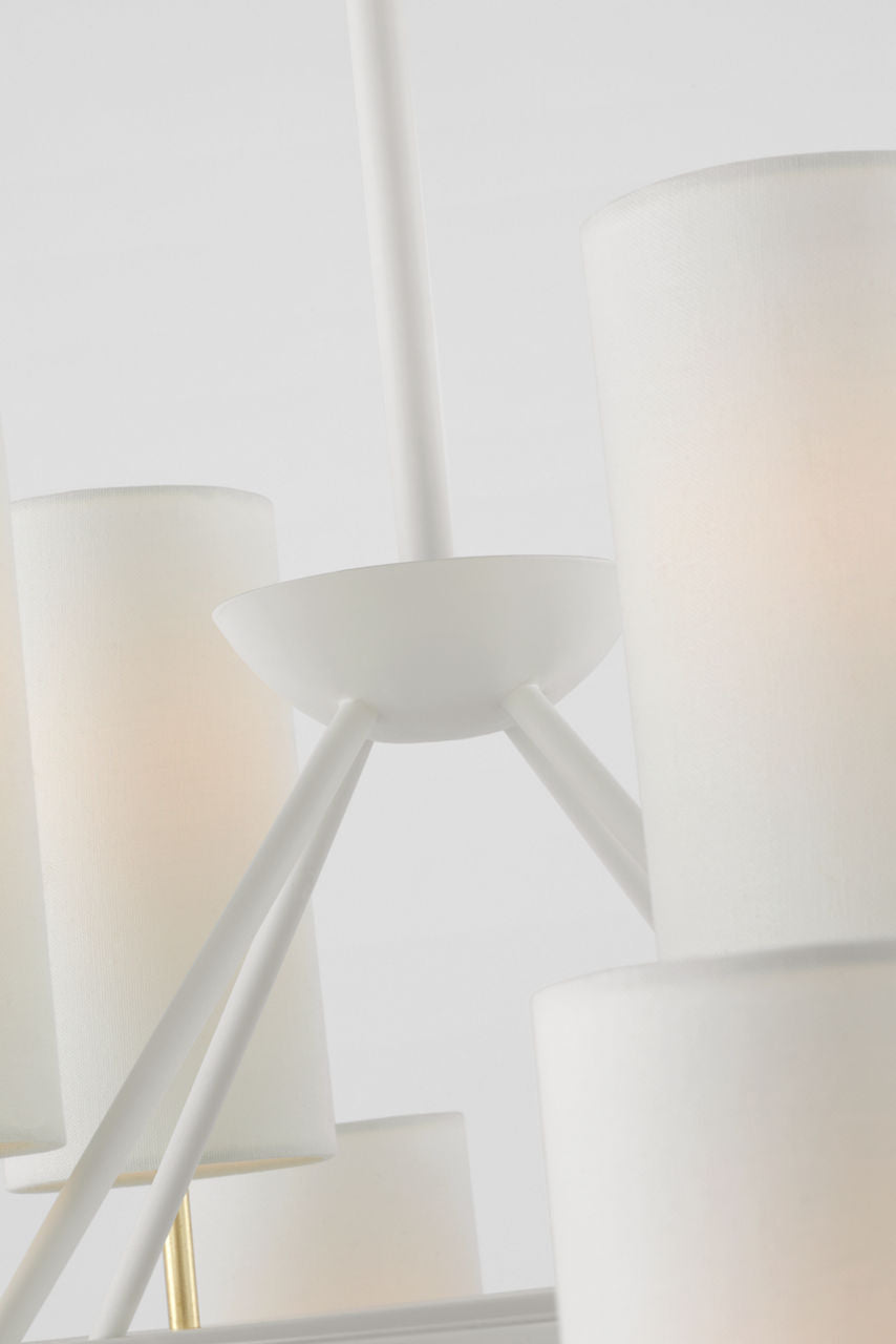 Trevi XL 3-Tier Chandelier | Matte White and Gild | Linen Shades