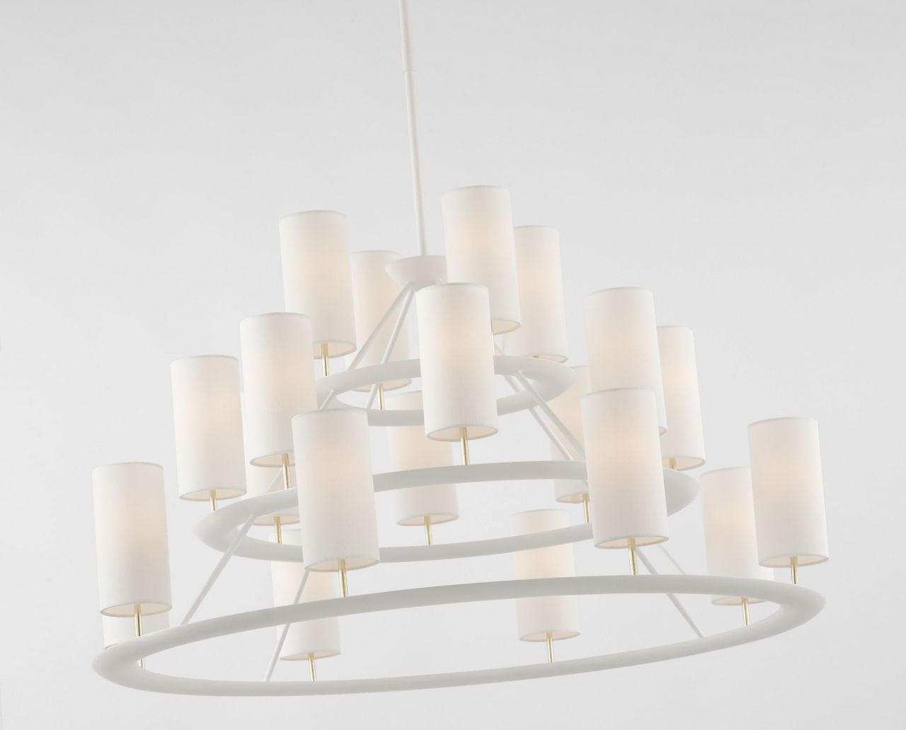 Trevi XL 3-Tier Chandelier | Matte White and Gild | Linen Shades