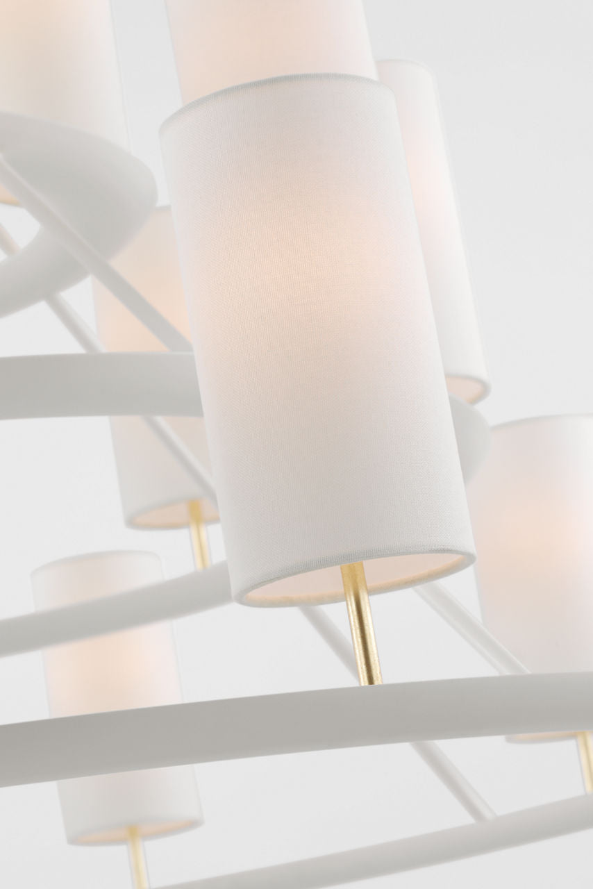Trevi XL 3-Tier Chandelier | Matte White and Gild | Linen Shades