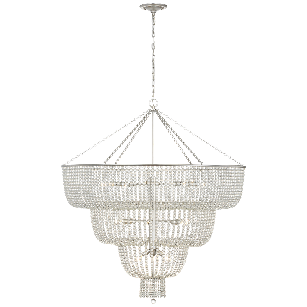 Jacqueline 46" Basket Chandelier | Burnished Silver Leaf | Clear Glass